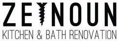 Logo for kitchen and bath renovation company with a screw design element.
